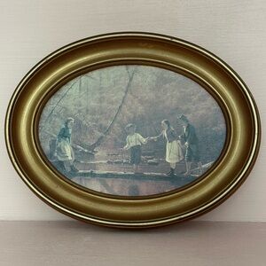 Vintage Oval Gold Framed Art